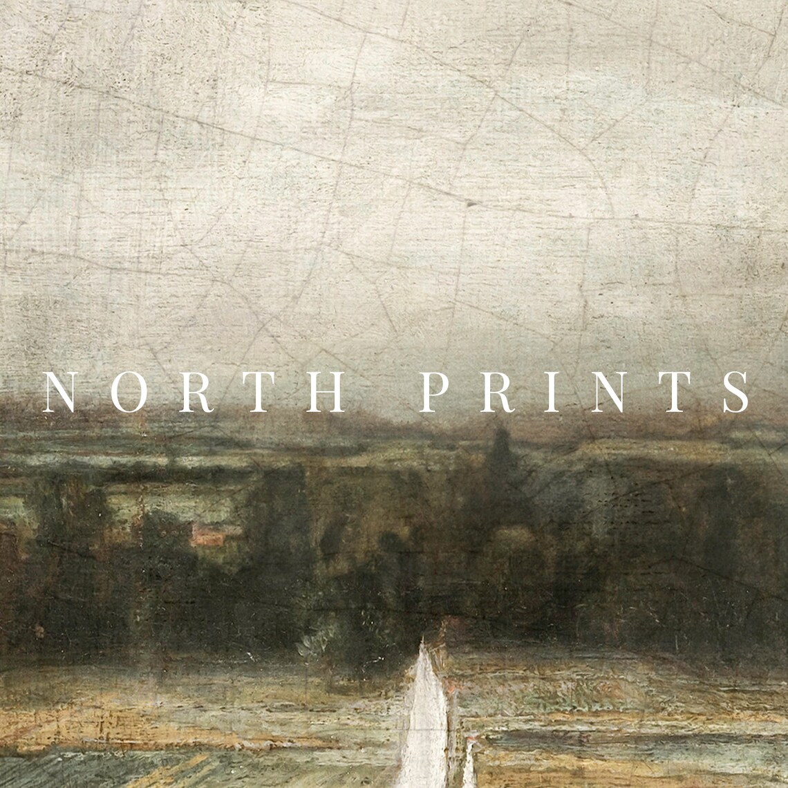 Moody Vintage Sailboat Lake Landscape Dark Oil Painting Poster - Image 3