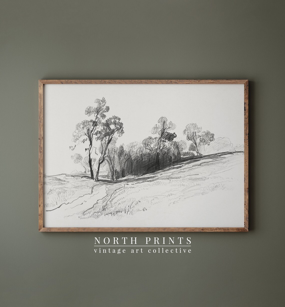 Neutral Landscape Drawing, Minimalist Vintage Sketch - Image 4