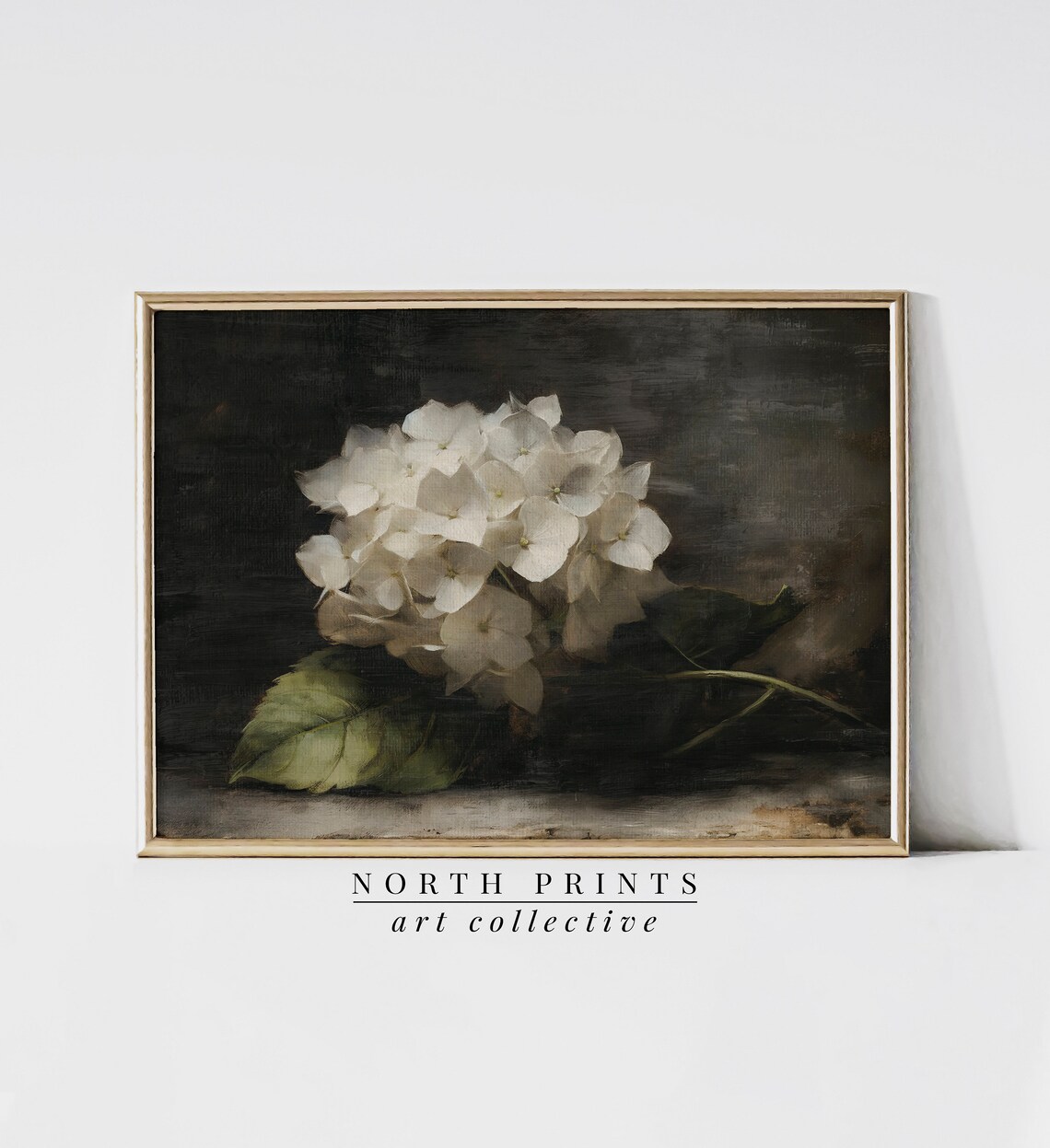 Hydrangea Oil-Painting-Style Farmhouse Botanical Art Print