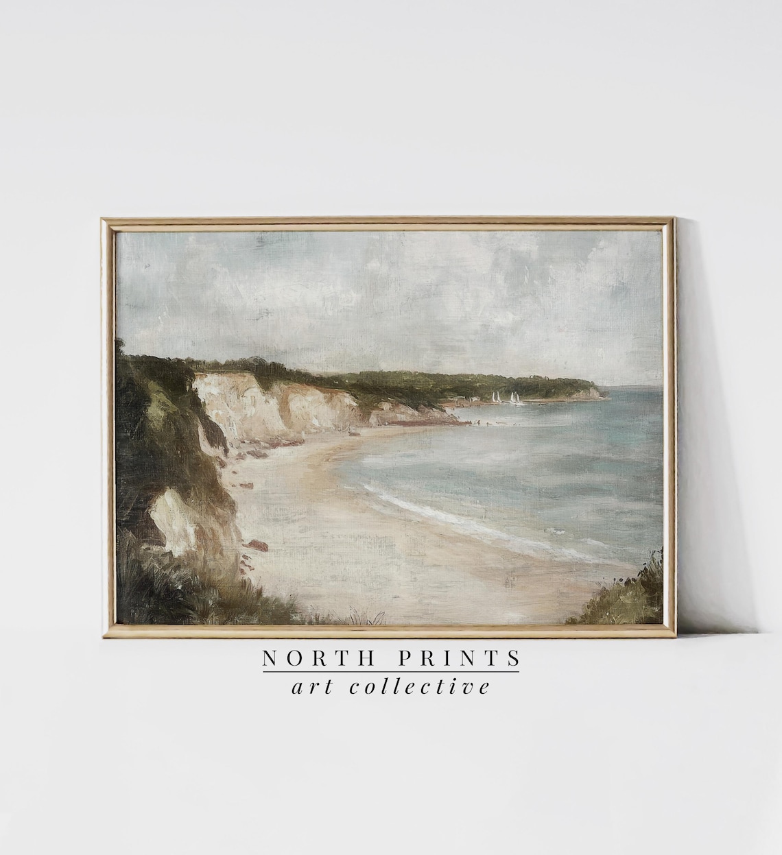 Coastal Cliffs Summer Seaside Neutral Art Print - Image 4