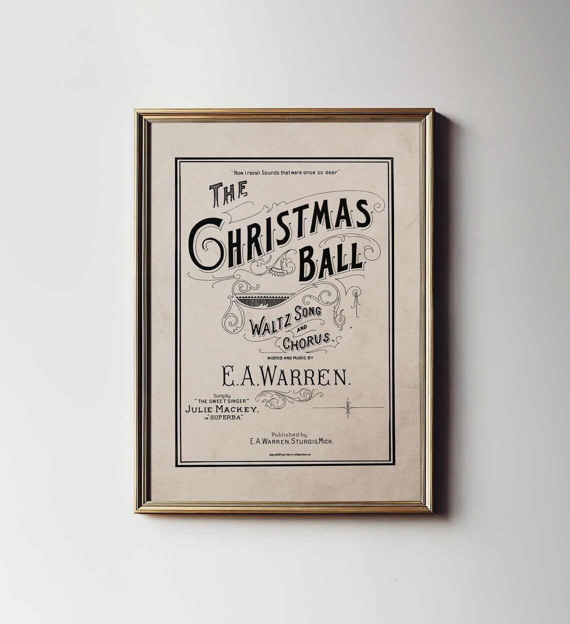 Vintage Christmas Art Print, Neutral Retro Holiday