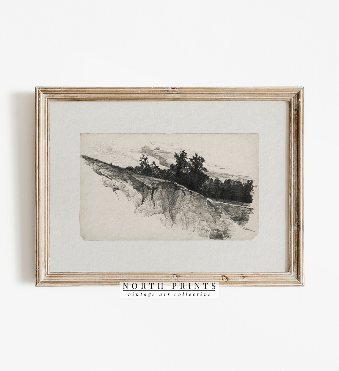 Landscape Sketch, Vintage Etching Drawing - Image 4