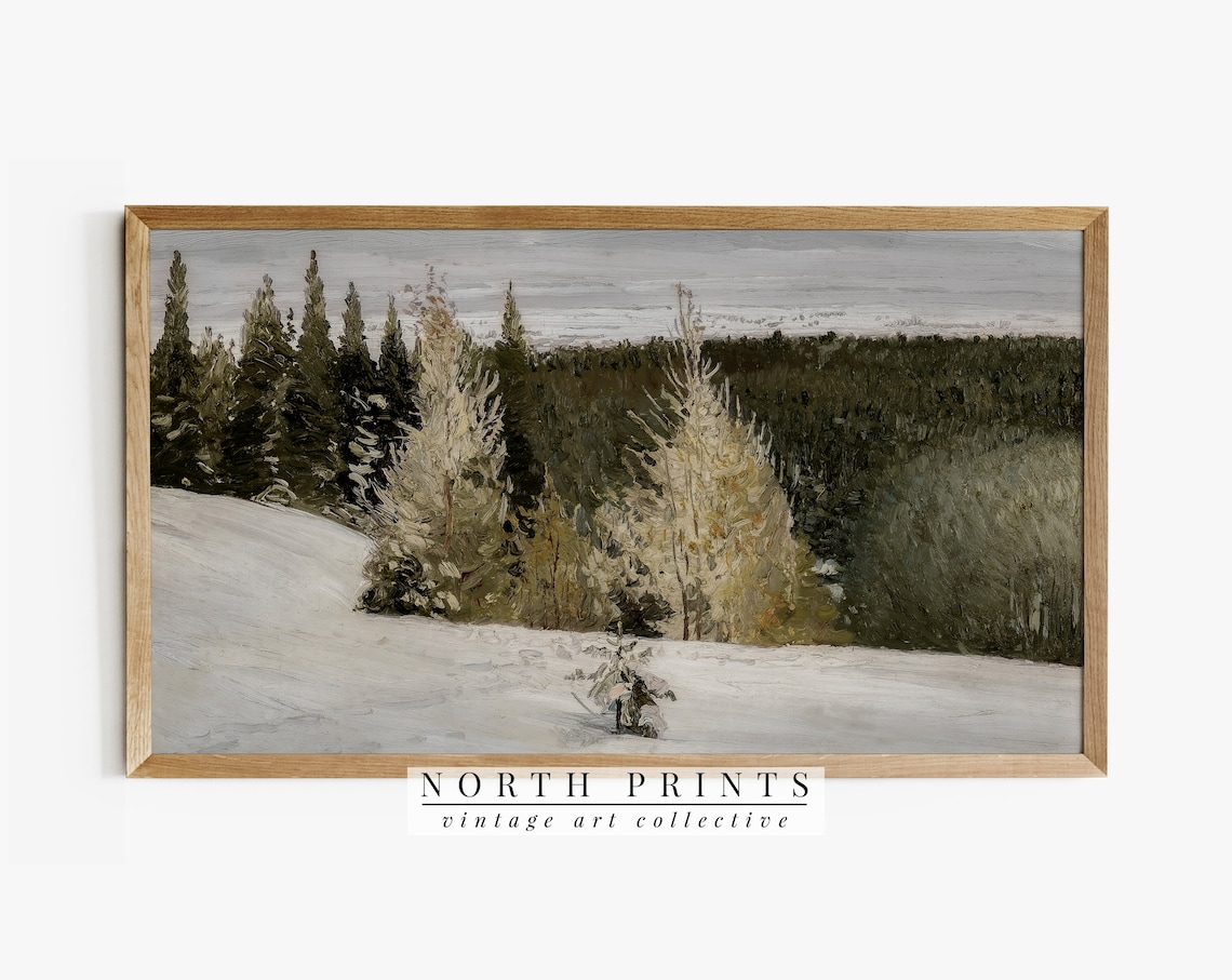 Winter Forest Painting Vintage Country Landscape Art Print