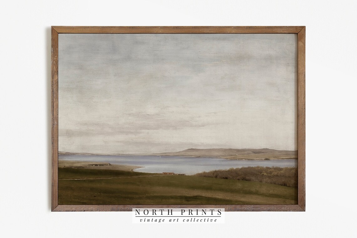 Vintage Landscape Painting Coastal Wall Art Print
