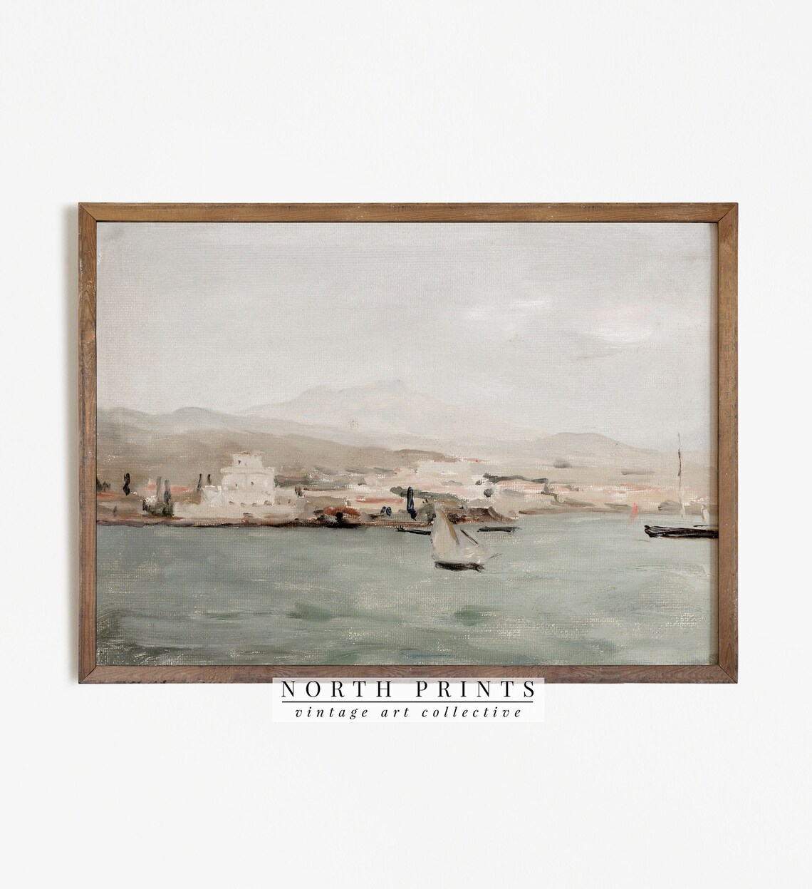 Mediterranean Coastal Painting, Vintage Wall Art - Image 3