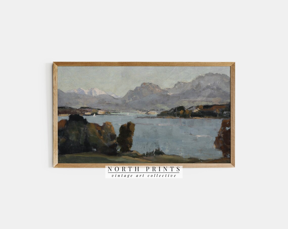 Coastal Rustic Lake Landscape Painting Art Print