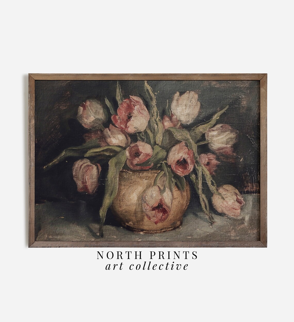Tulip Still Life Painting, Rustic Vintage Floral Art Print - Image 2