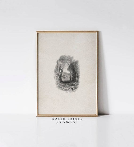 Antique Neutral Farmhouse Drawing Simple Vintage Country Sketch Wall Print Decor North Prints Sk 285