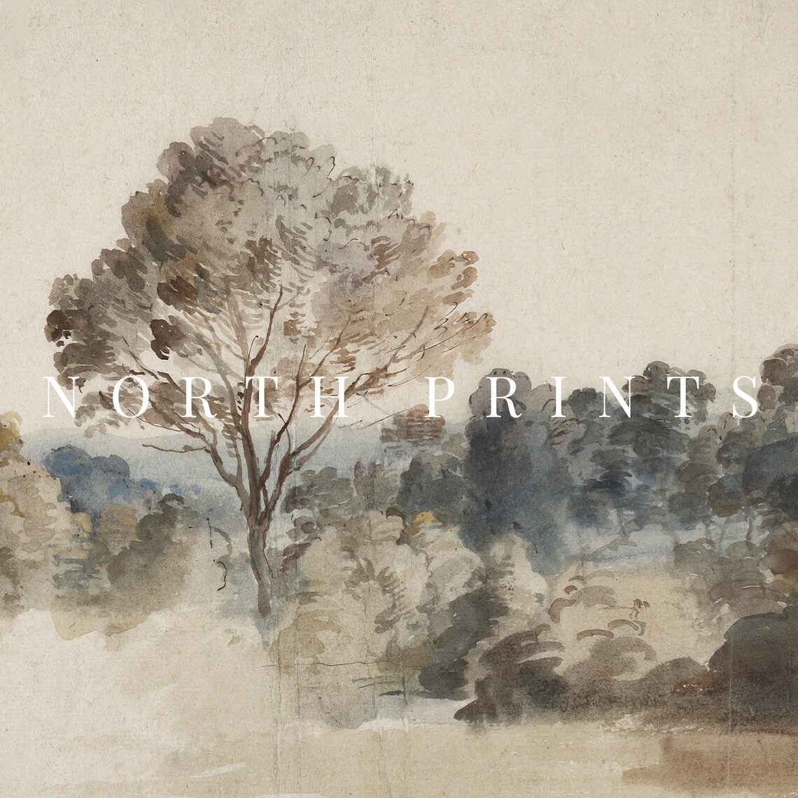 Muted Country Nature Landscape, Neutral Cottage Art Print - Image 2
