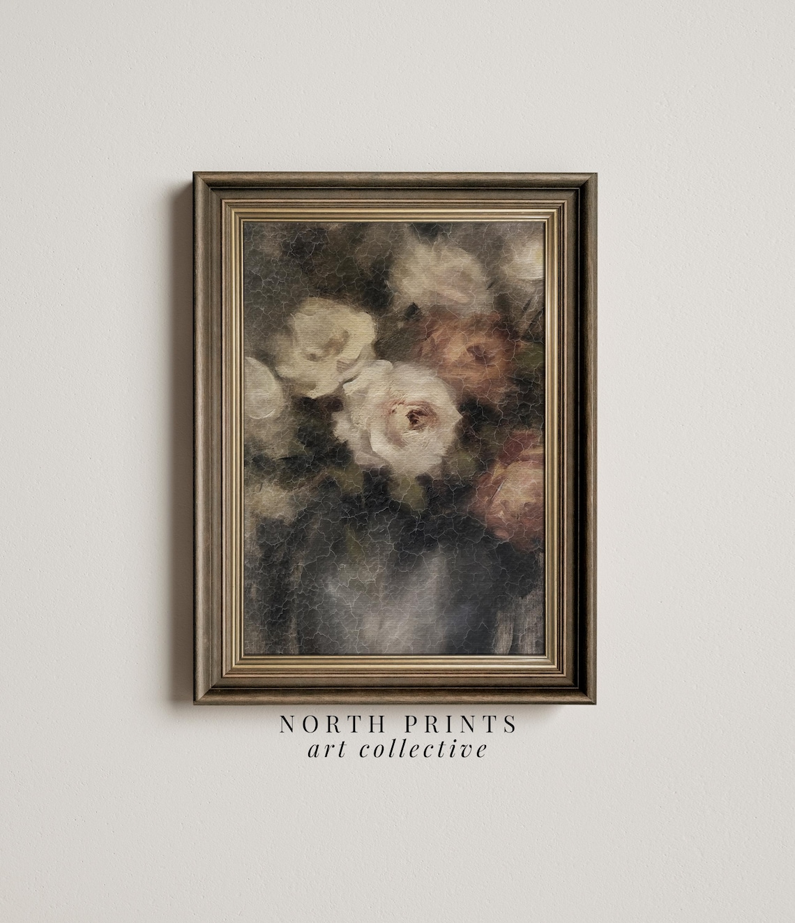 Roses Still Life Painting, Antique Botanical Wall Art