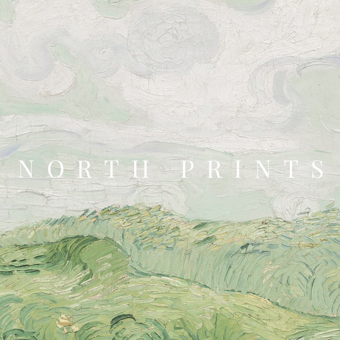 Green Rolling Fields Swirling Sky Post Impressionist Landscape Poster - Image 3