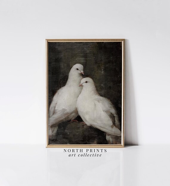 Rustic White Doves Art Print Moody Farmhouse Art Print Bird Art Nursery Decor North Prints 8 48