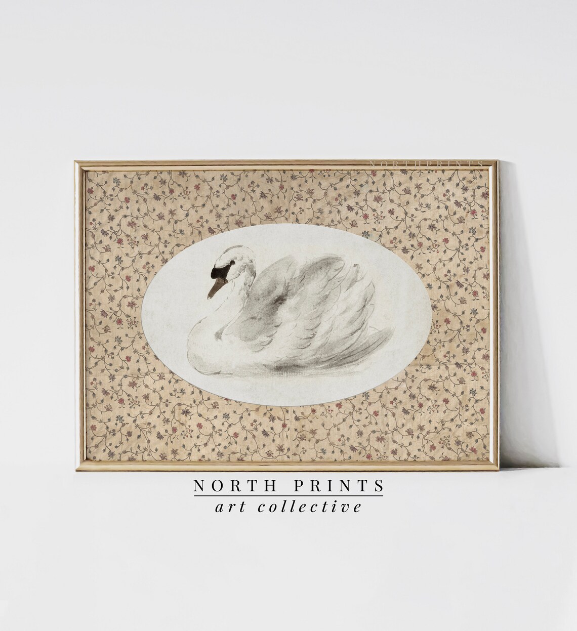 Vintage Swan Nursery Art, Floral Wall Print - Image 2