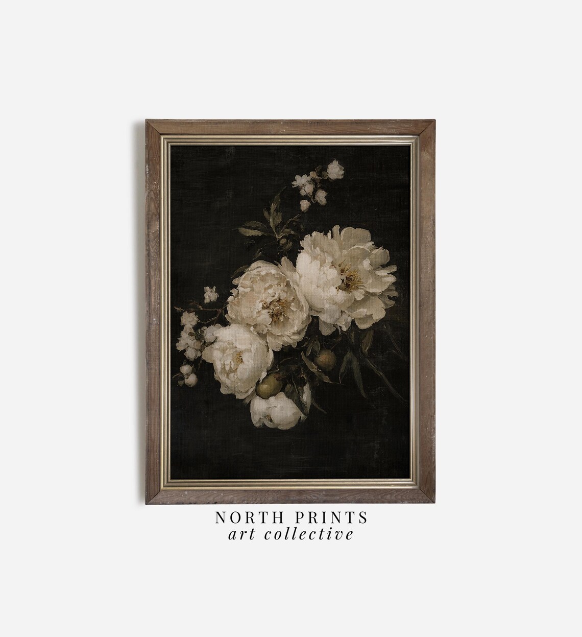 Dark Peony Still Life, Moody Botanical Art Print - Image 2