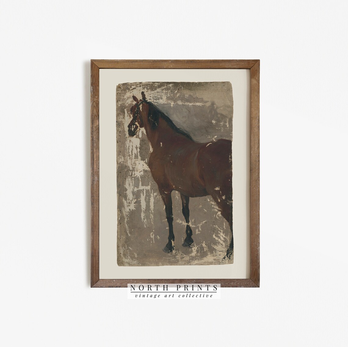 Vintage Horse Rustic Farmhouse Wall Art Print