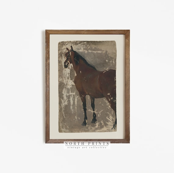 Vintage Horse Rustic Farmhouse Wall Art Print