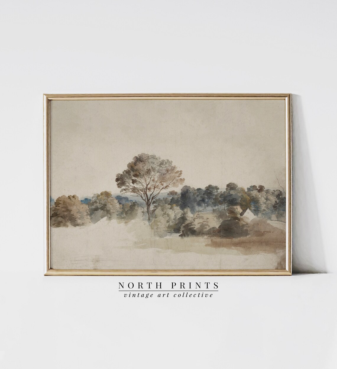 Antique Rustic Neutral Landscape Art Print - Image 2