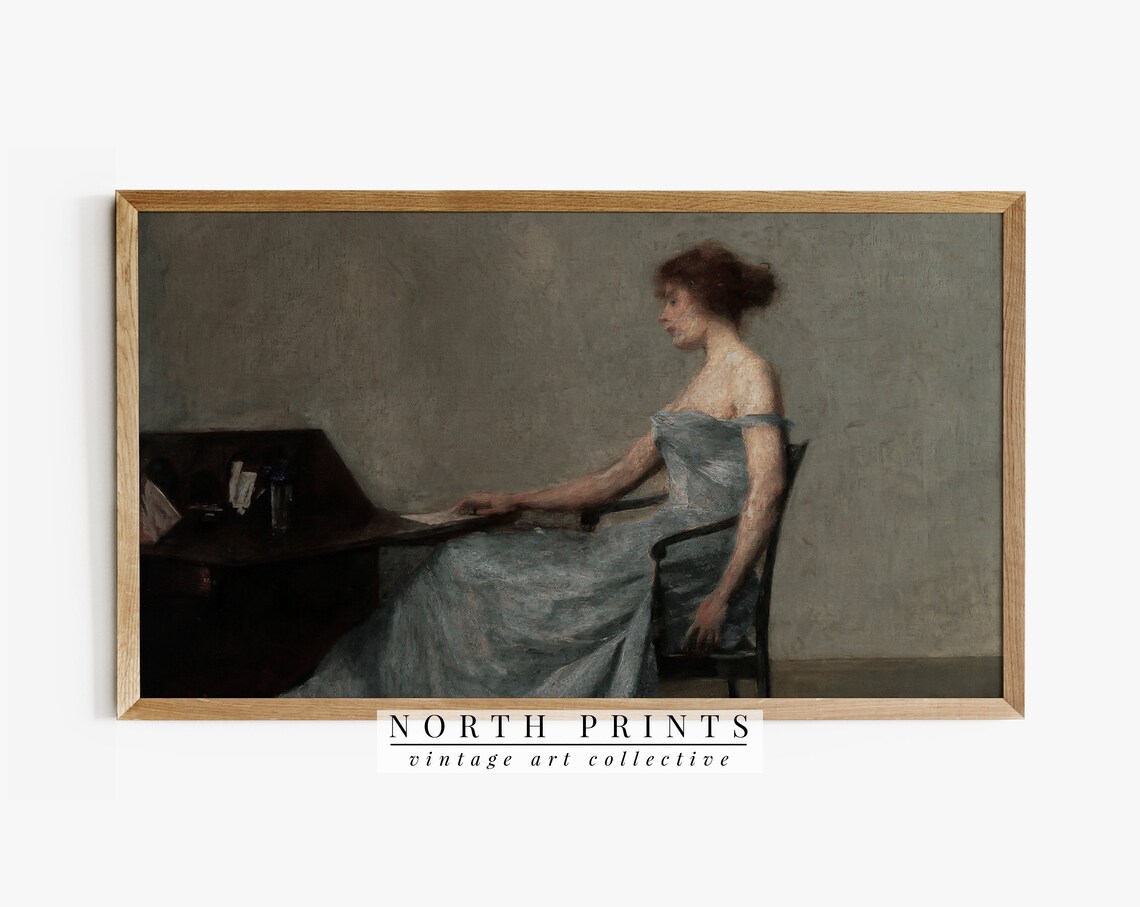 Vintage Woman Portrait Art Print, Moody Antique Style