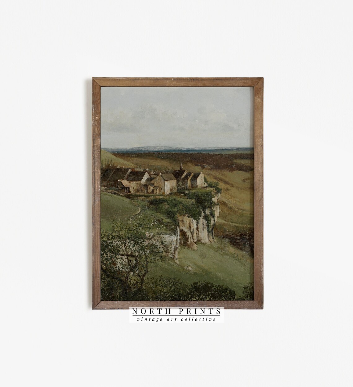 Vintage Landscape Print, Antique Farmhouse Decor