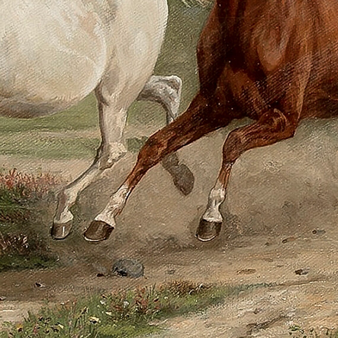 Vintage Western Oil Painting Wild Horses Art Print - Image 4