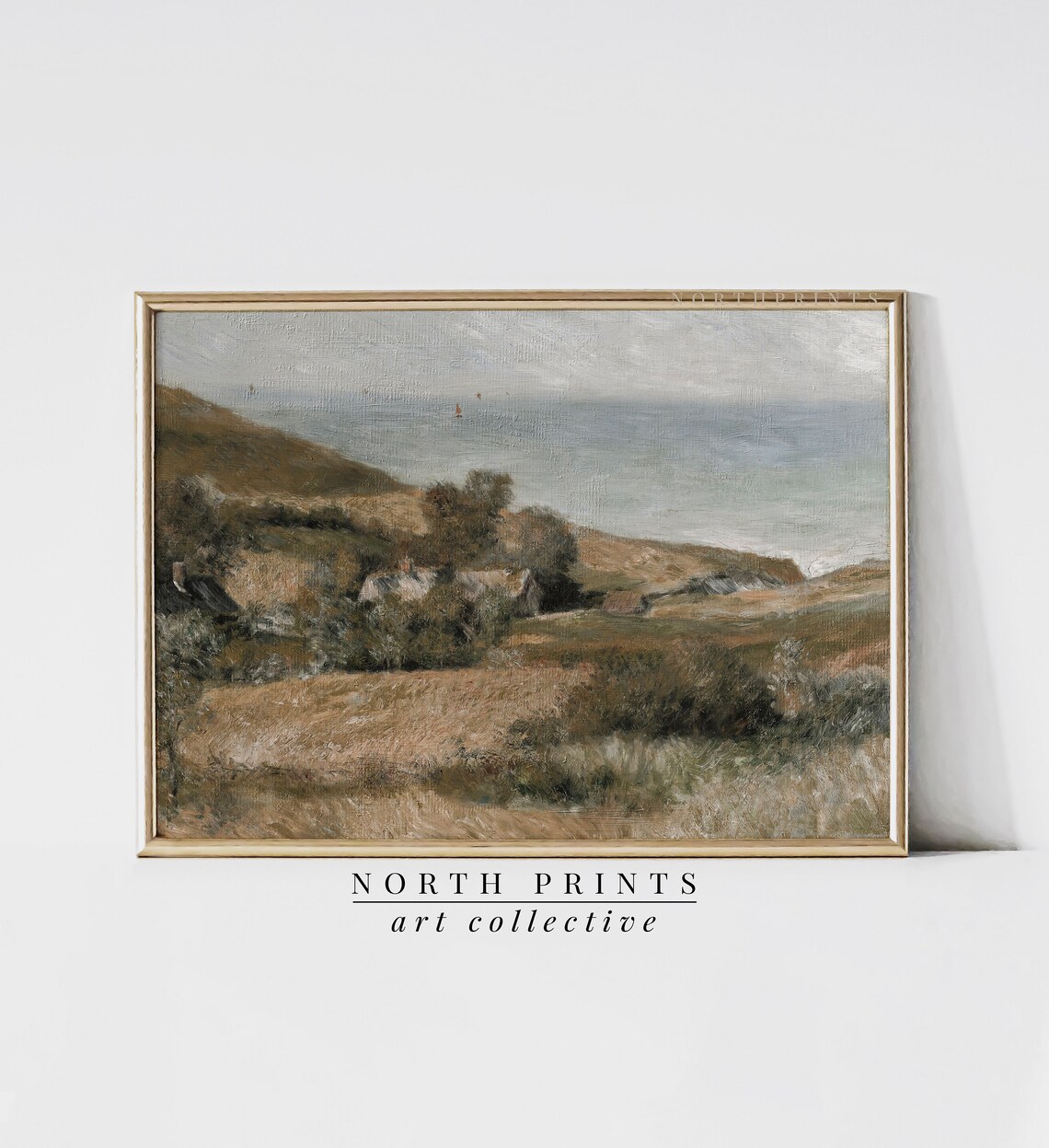 Vintage Coastal Farmhouse Painting, Antique Art Print - Image 2