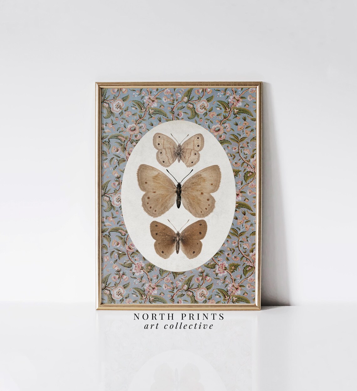 Vintage Butterfly Art Print, Cottagecore Neutral Decor - Image 3