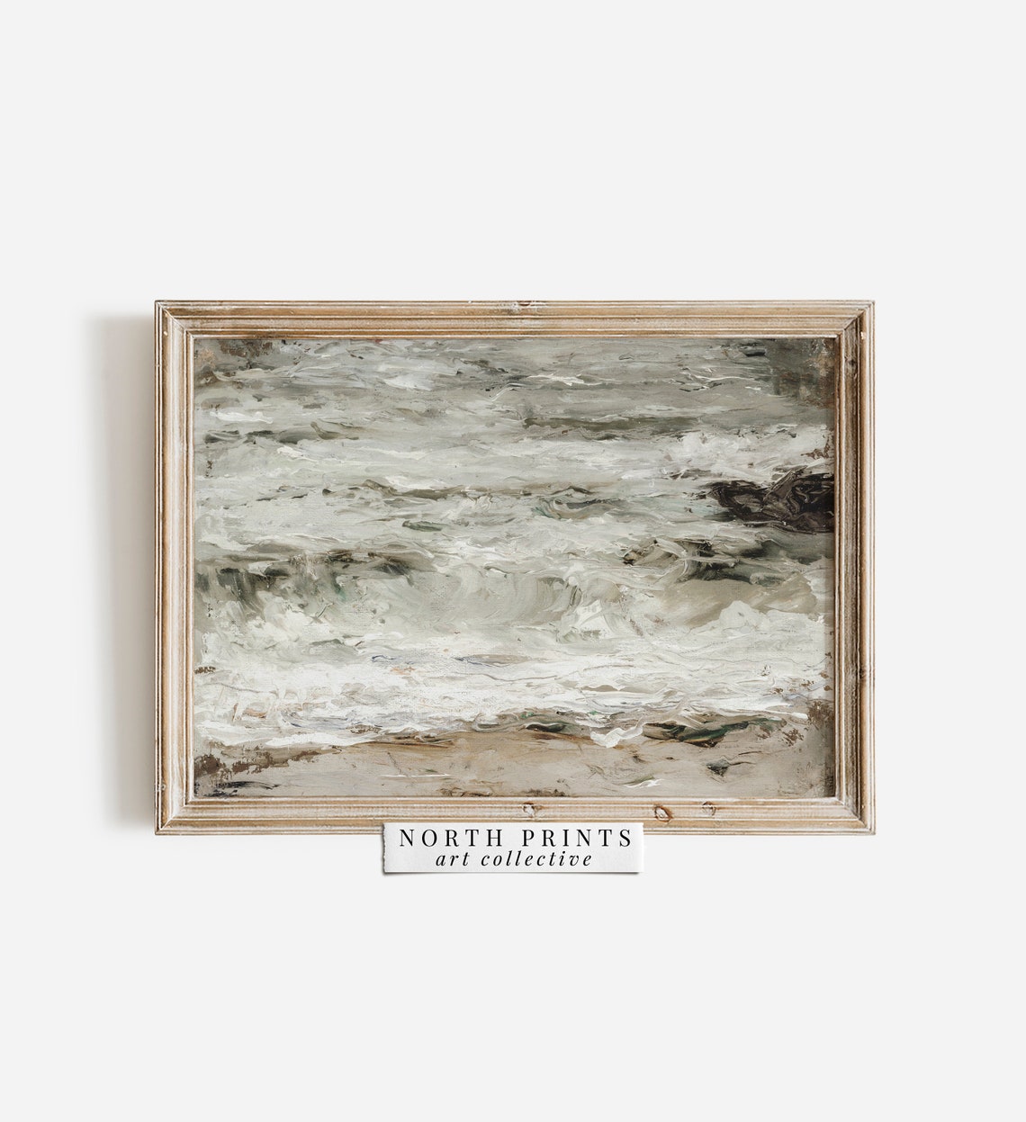 Abstract Ocean Waves Painting White Grey Coastal Seascape Poster - Image 4