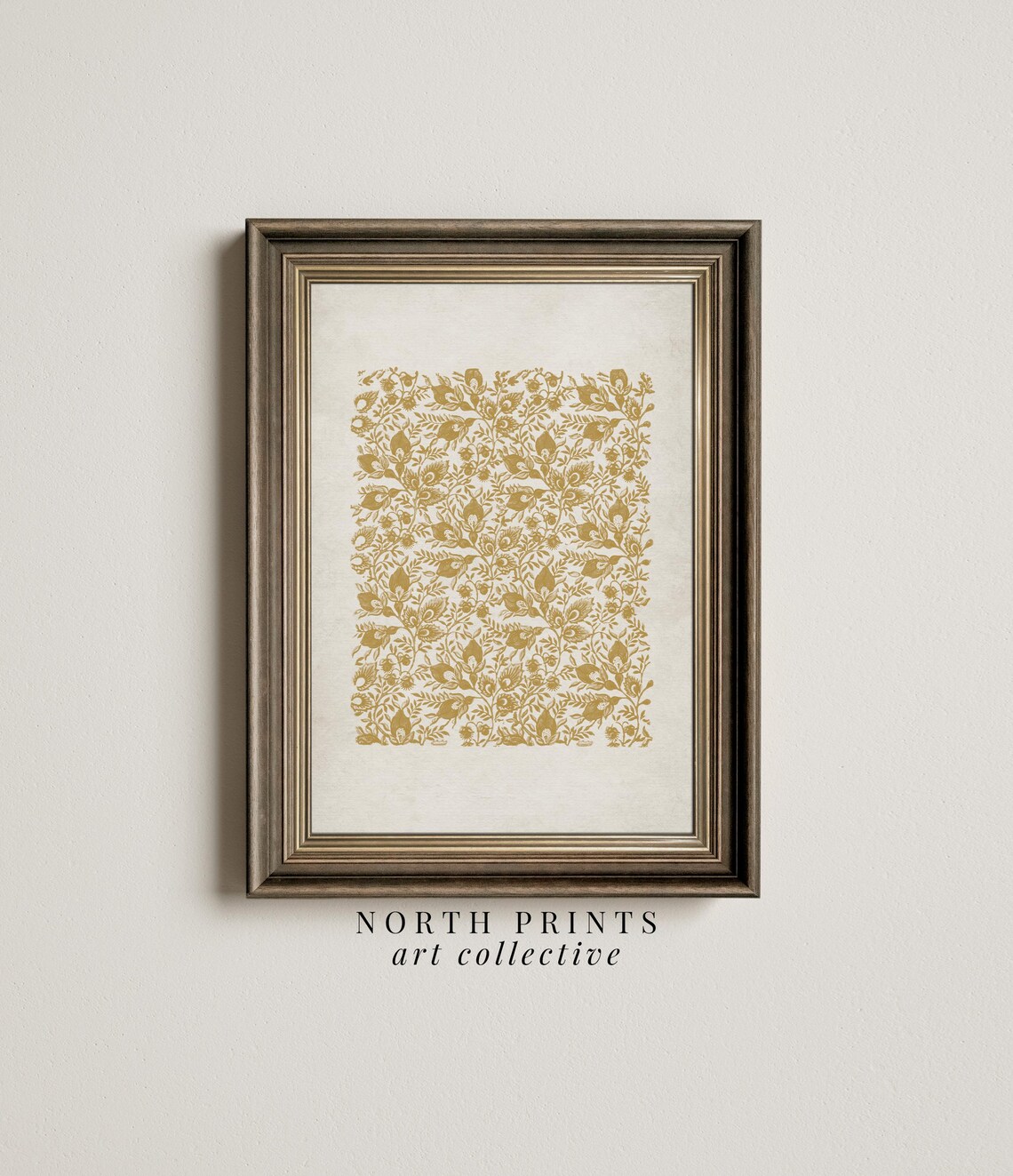 Yellow Botanical Pattern Art Print, Vintage Minimalist - Image 3
