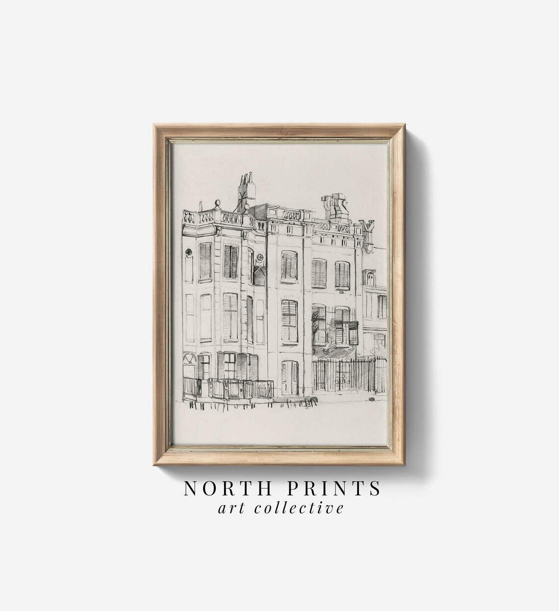 Vintage Minimalist Architecture Sketch Cityscape Art Print