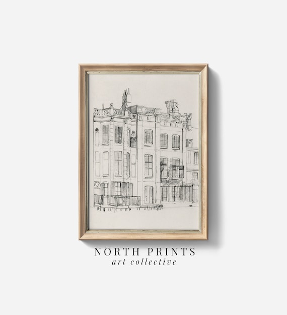Vintage Minimalist Architecture Sketch Cityscape Art Print