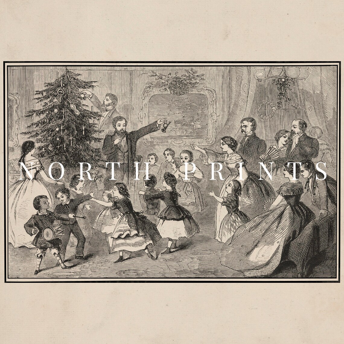 Christmas Eve Antique Sketch Vintage Holiday Art Print - Image 2