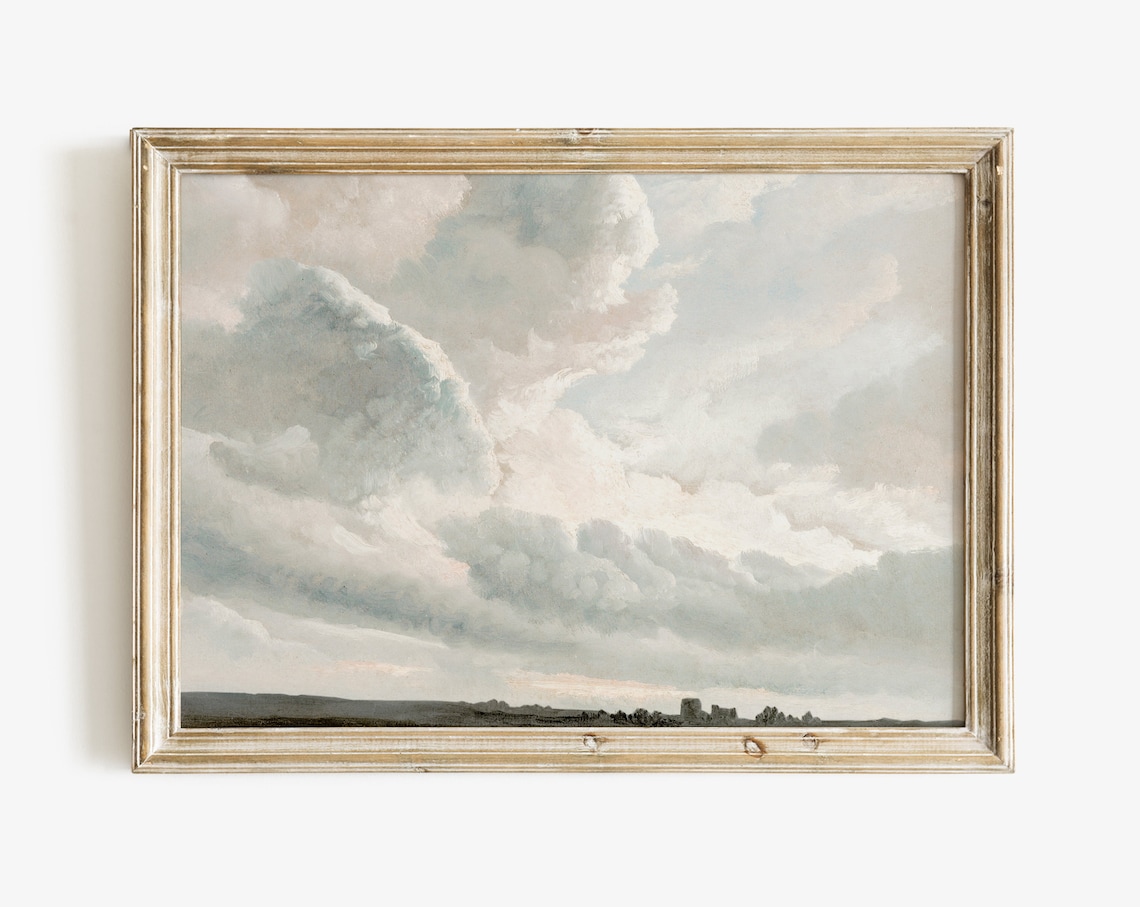 Cloud Oil Painting, French Countryside Nursery Art Print - Image 3