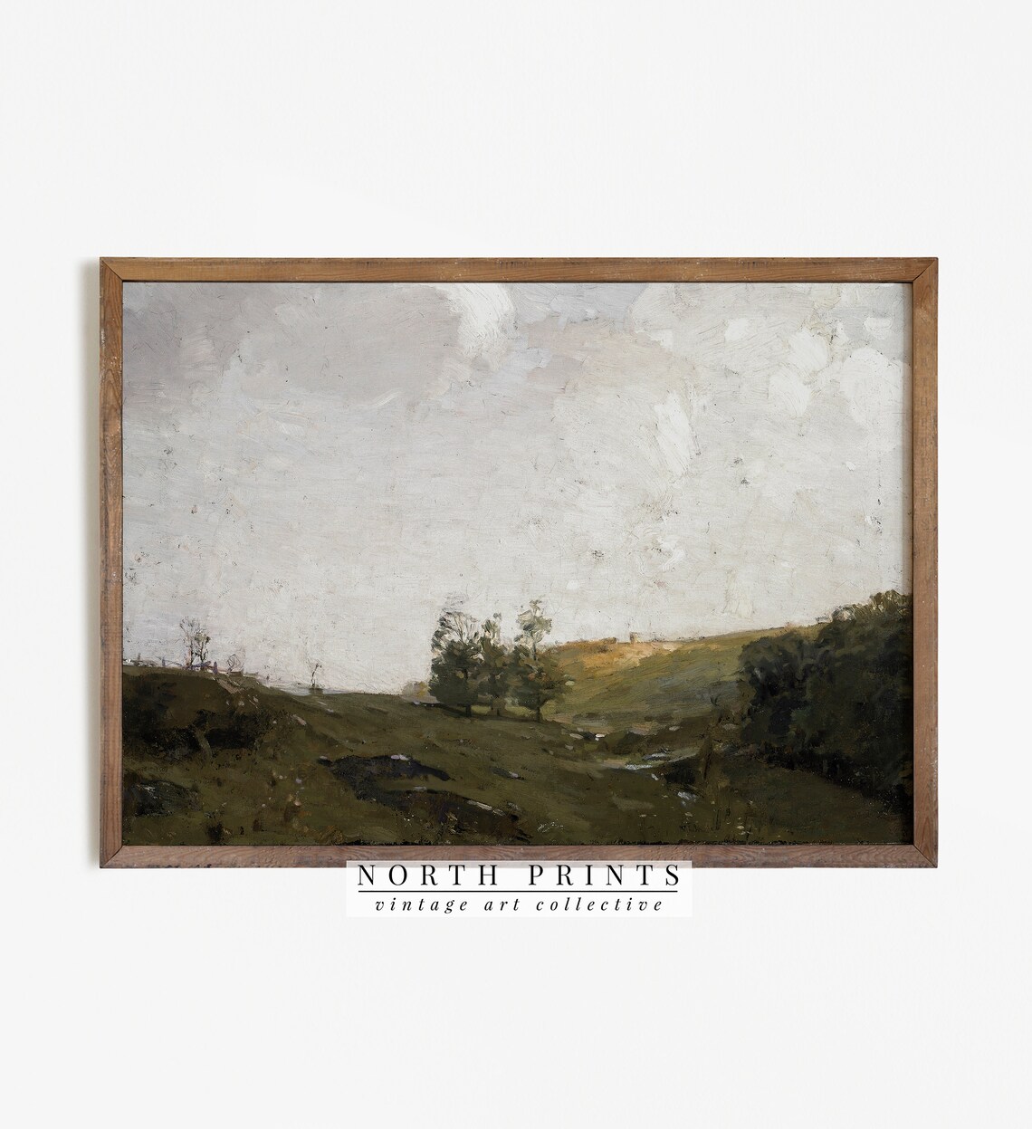 Dark Green Country Landscape Trees Vintage Oil Painting Poster - Image 2