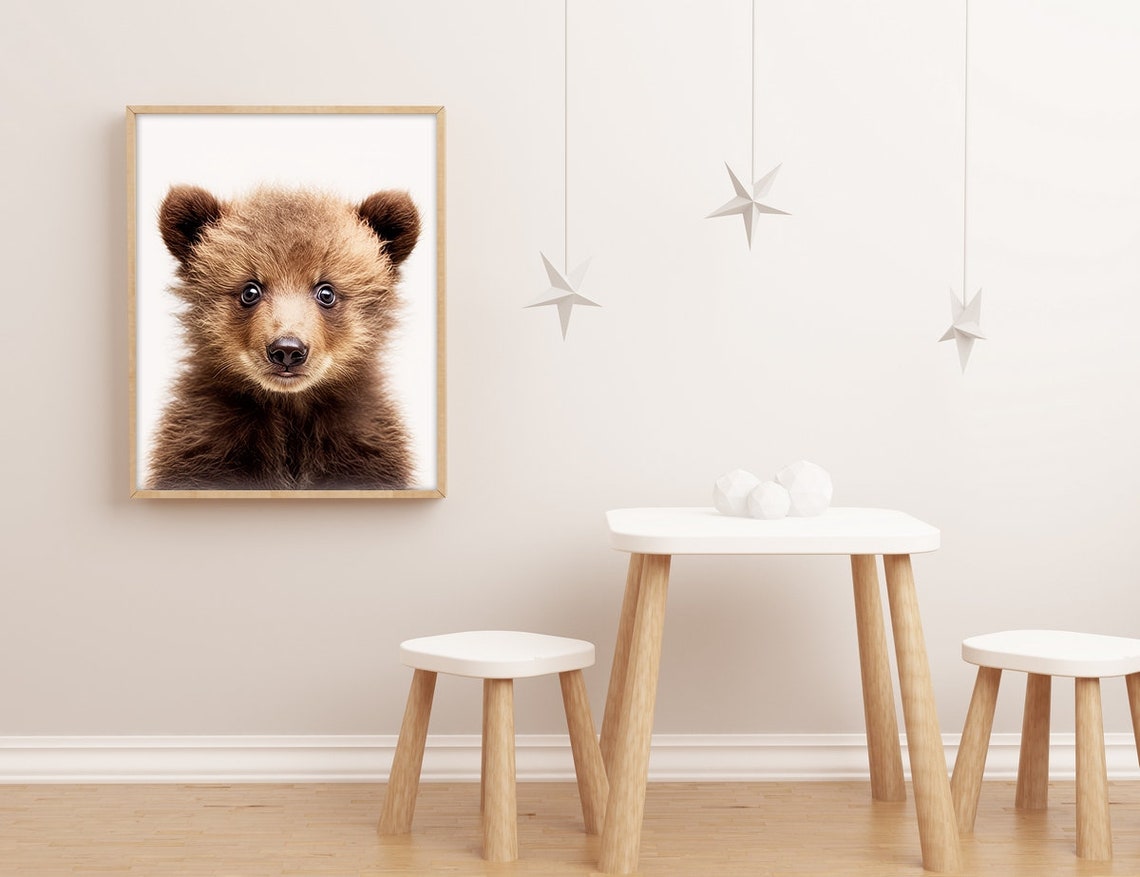 Baby Bear Cub Nursery Portrait Cute Soft Brown Fur Art Print - Image 2