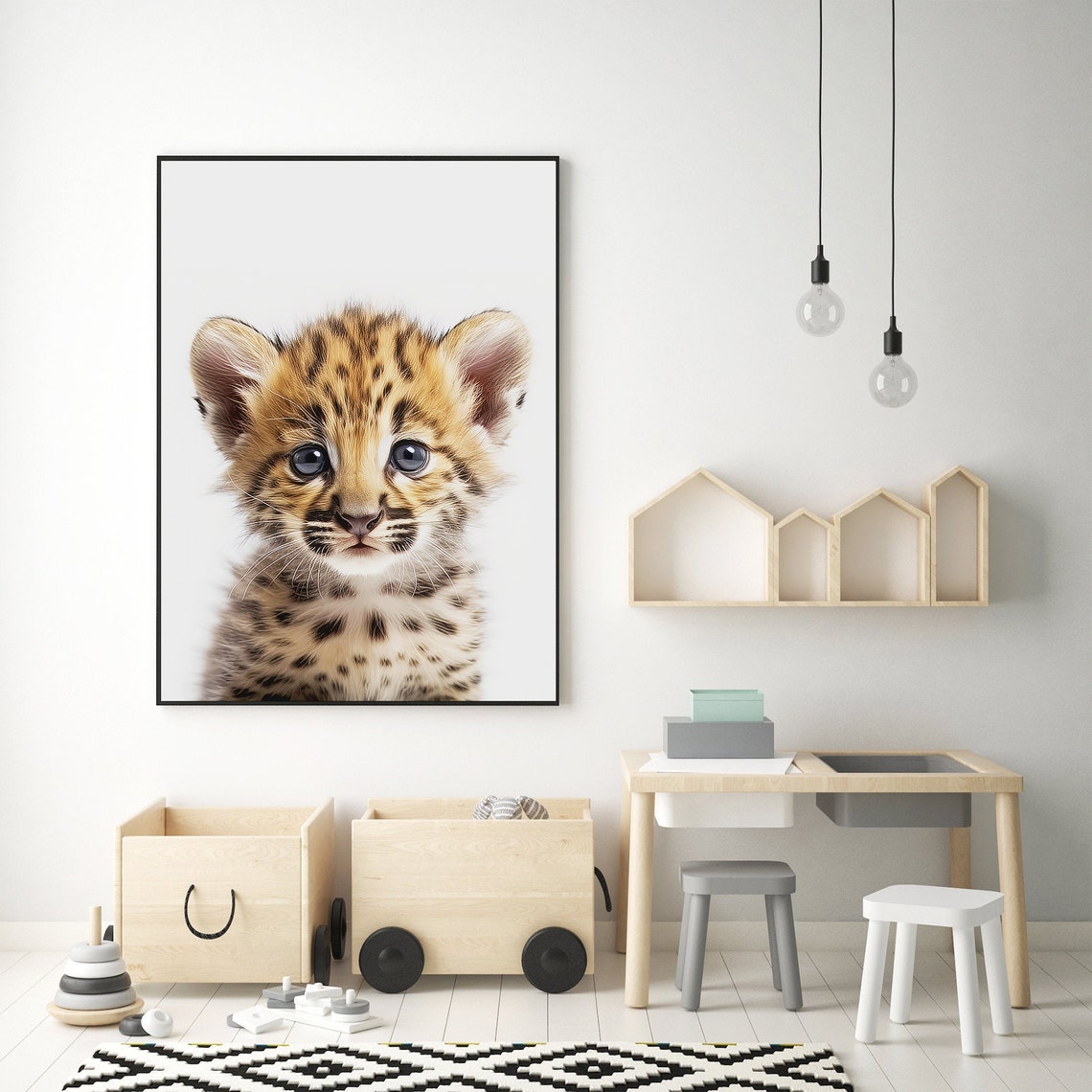 Adorable Baby Leopard Cub Closeup Portrait Nursery Art Print - Image 3