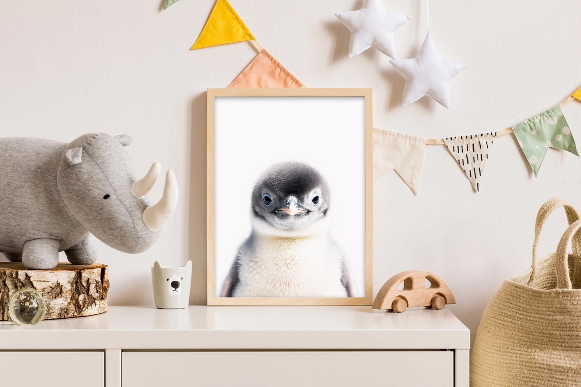 Baby Penguin Nursery Decor Woodland Nursery Art Framed Print For Baby Room Forest Animals Theme Baby Animals Wall Art Poster Prints - Image 2