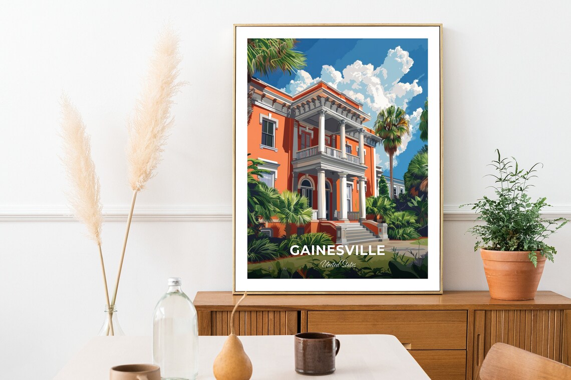 Gainesville Historic Columned Museum Mansion Landmark Travel Poster - Image 3