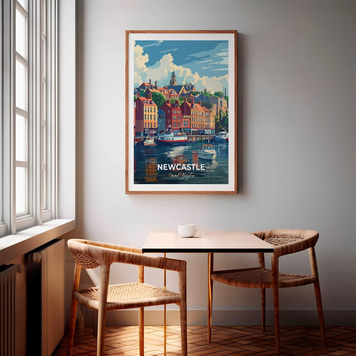 Newcastle United Kingdom Harbor Quayside Boats Day View Poster - Image 2