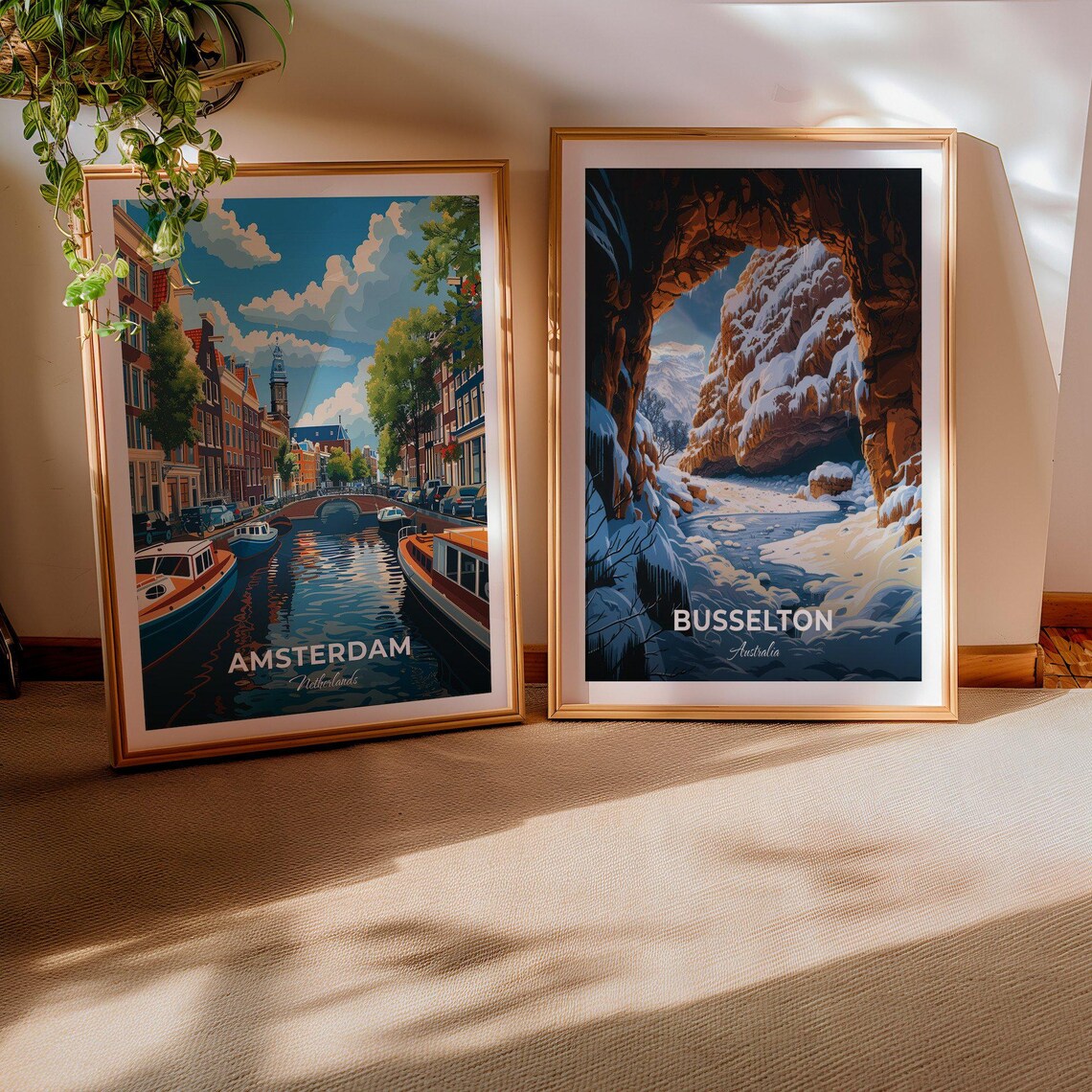 Busselton Australia Snowy Cave Gorge Winter Scene Travel Poster - Image 2