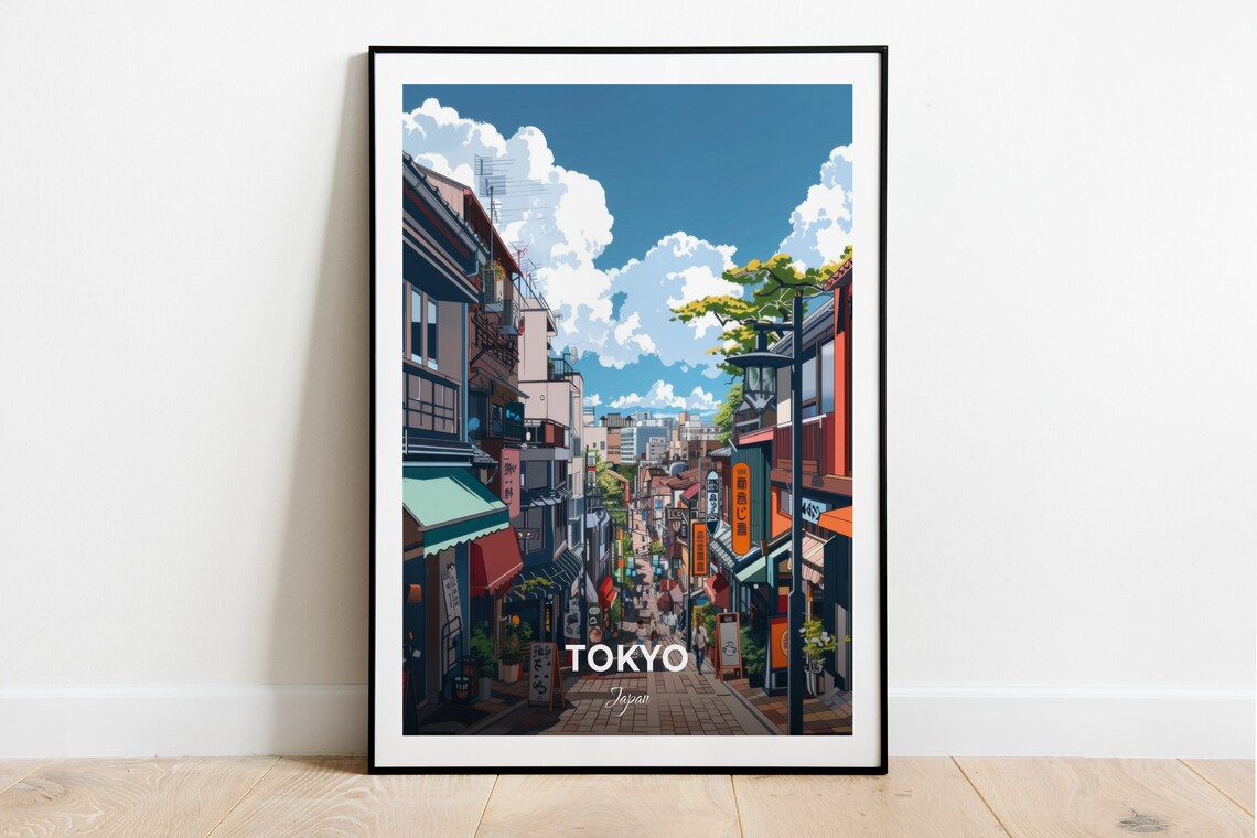 Tokyo Travel Poster Harajukus Takeshita Street City Print Cityscape Artwork Birthday Wedding Gift Wall Art Location Print