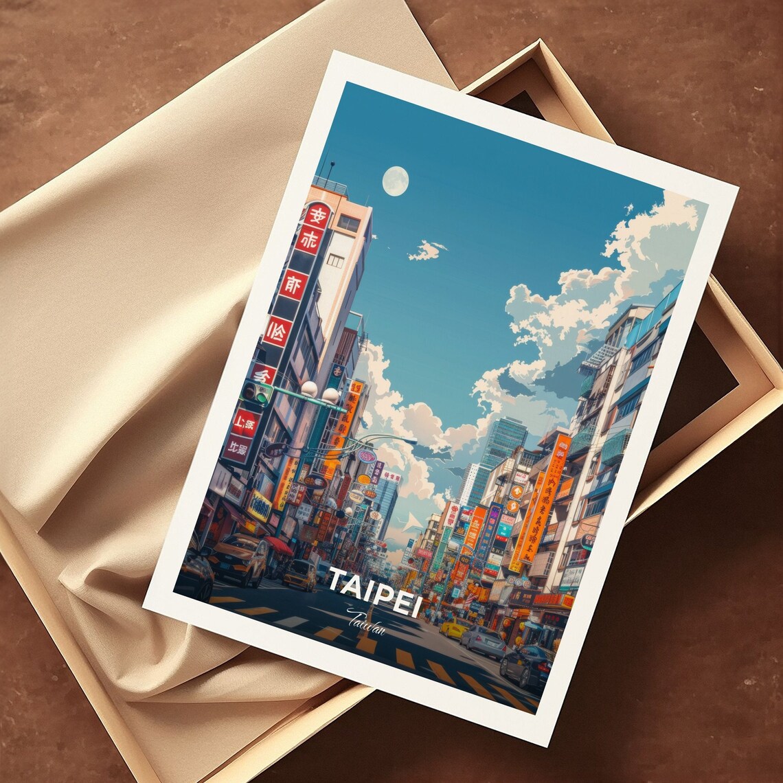 Taipei Ximending Neon Shopping Street Daytime Travel Scene Poster - Image 3
