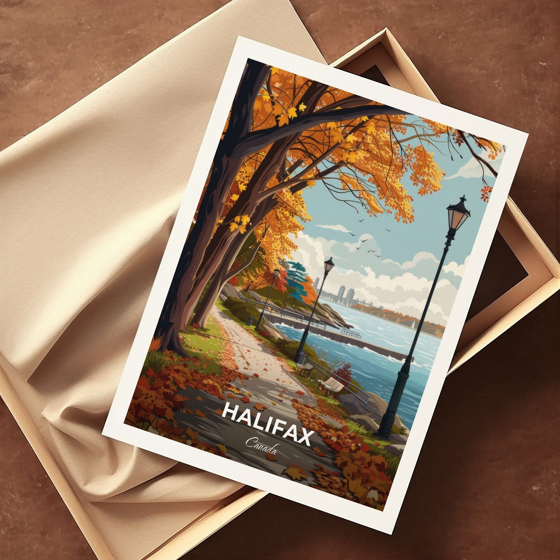 Halifax Canada Autumn Waterfront Park Path Fall Foliage Travel Poster - Image 3