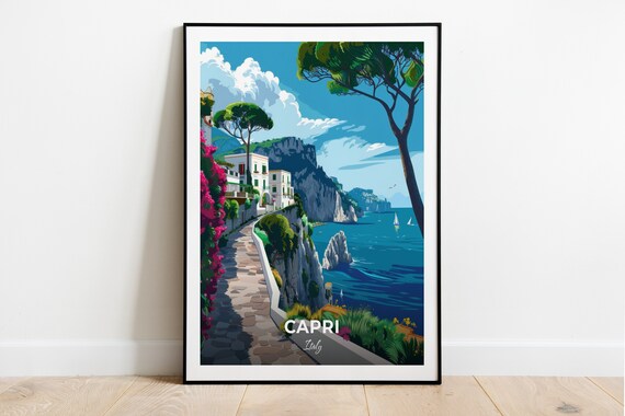 Capri Italy Via Krupp Winding Cliff Path Blue Sea Vista Poster