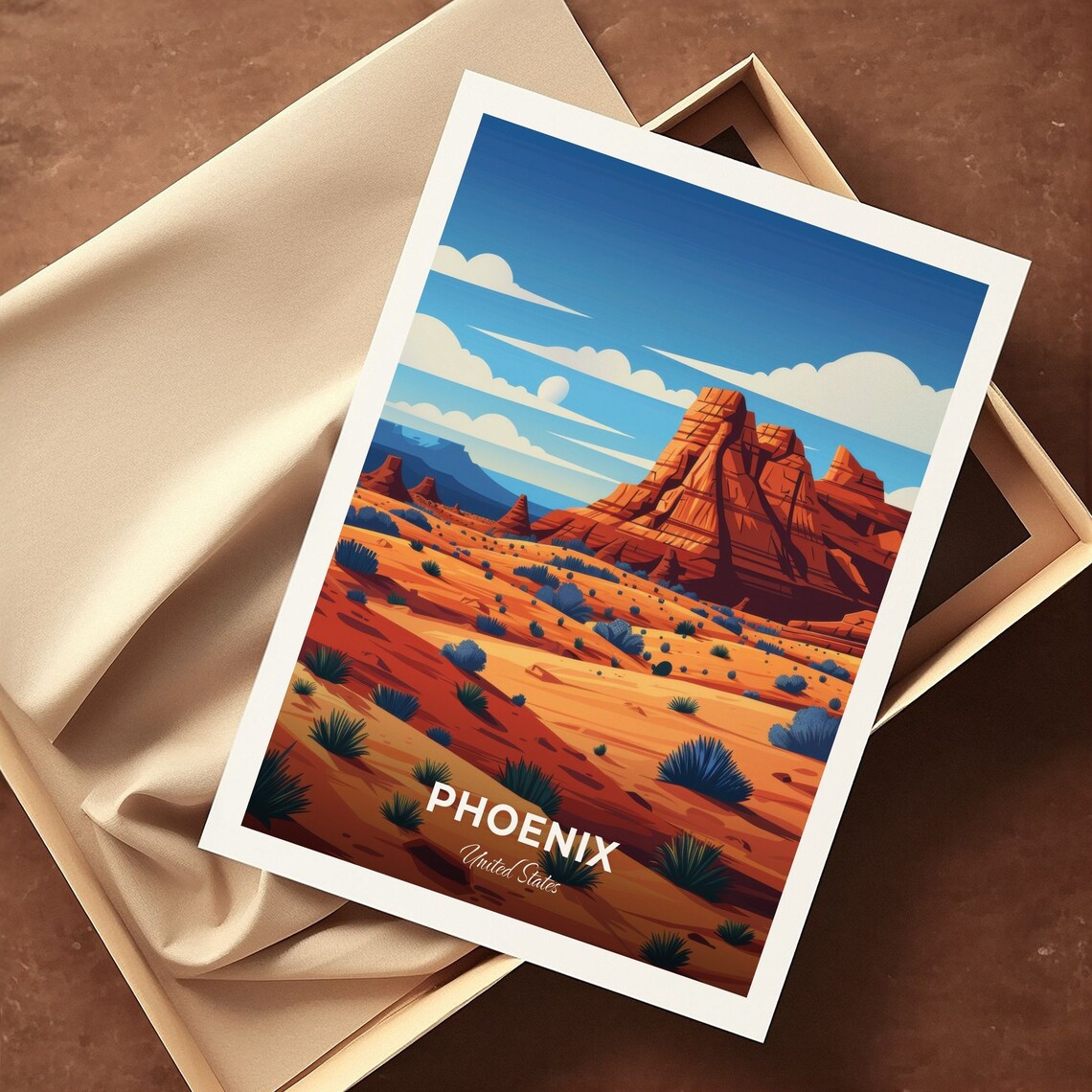 Phoenix Papago Park Red Desert Buttes United States Travel Poster - Image 3