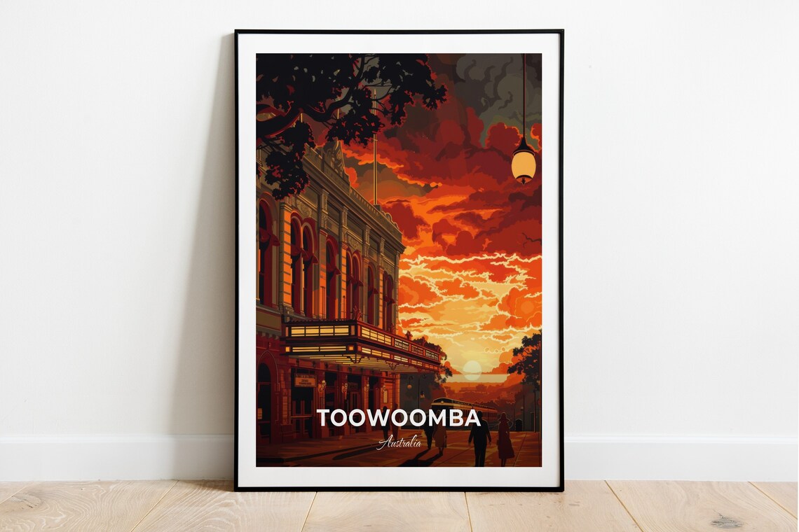Toowoomba Australia Sunset City Street With Historic Buildings Poster