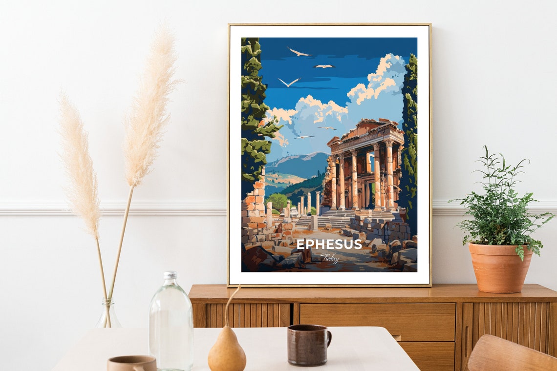 Ephesus Turkey Ancient Stone Temple Columns Vintage Travel Poster - Image 2