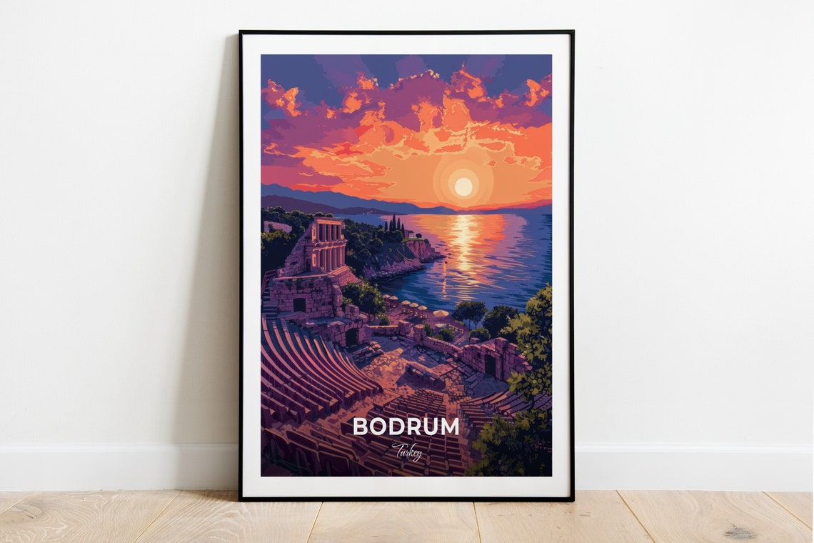 Bodrum Turkey Ancient Amphitheater Sunset Over Aegean Poster