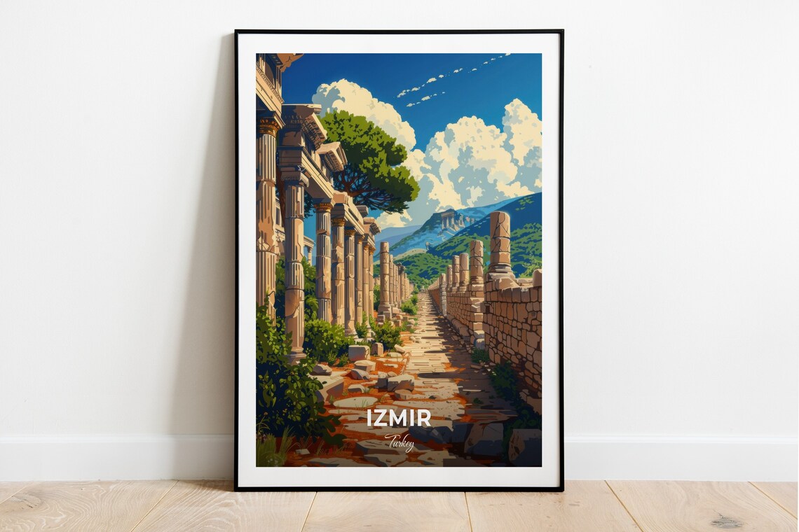 Izmir Ephesus Ancient Marble Street Ruins Turkey History Travel Poster