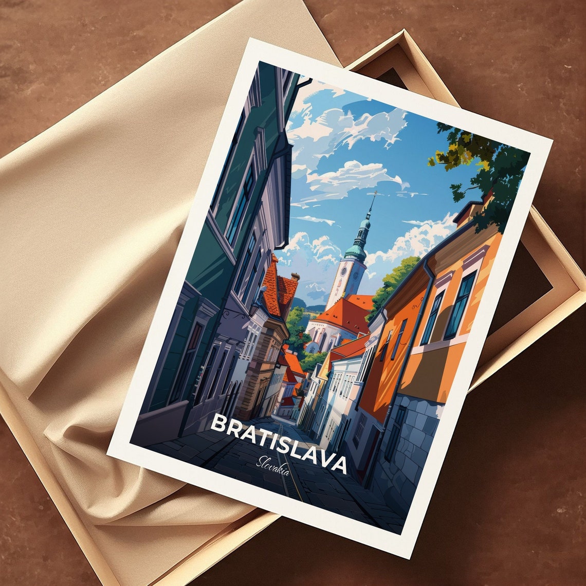 Bratislava St Martins Cathedral Cobblestone Old Town Street Poster - Image 3