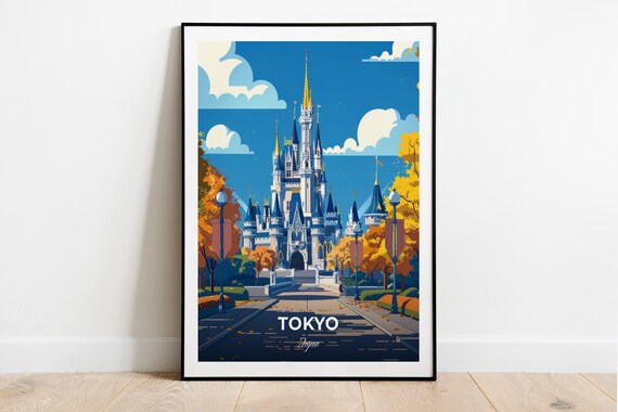 Tokyo Japan Fairytale Theme Park Castle In Golden Autumn Light Poster
